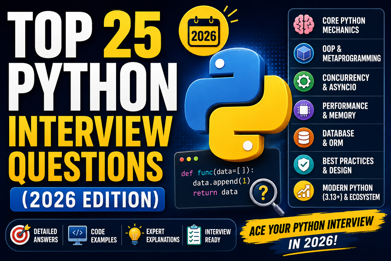 Top 25 Python Interview Questions (2026 Edition)